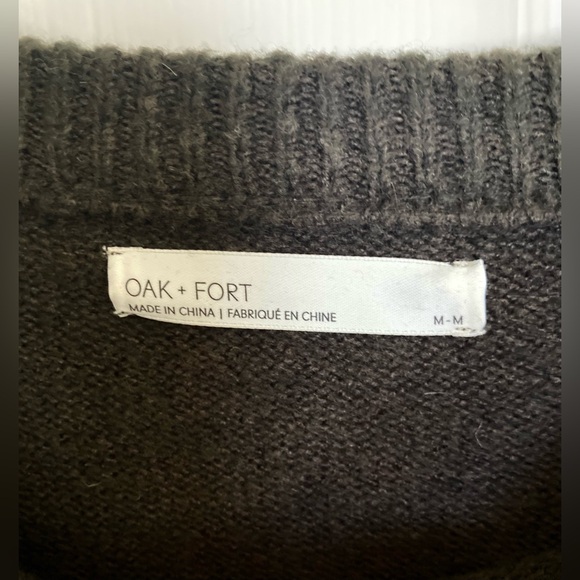 Cute OAK + FORT Dark Gray and Light Green Crew Sweater - Picture 15 of 16